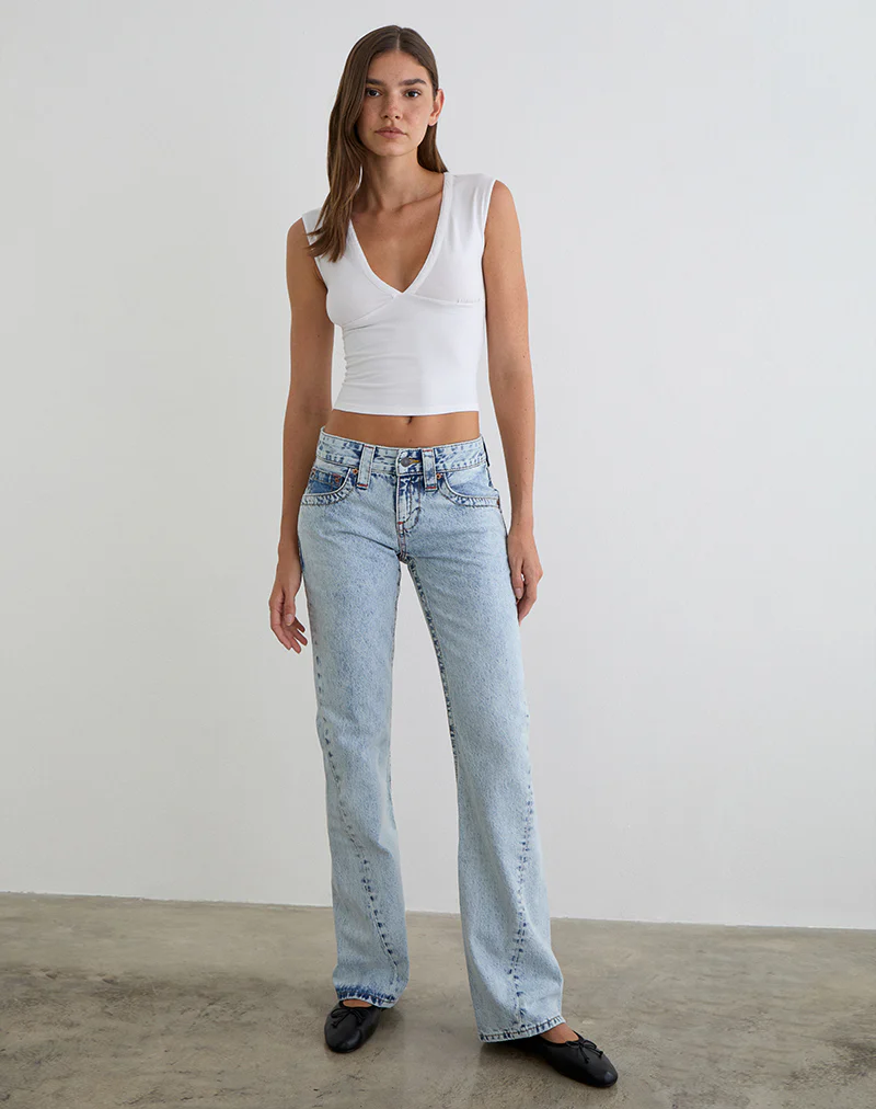 Low Rise Twisted Seam Jeans in 80's Blue Wash - Image 4