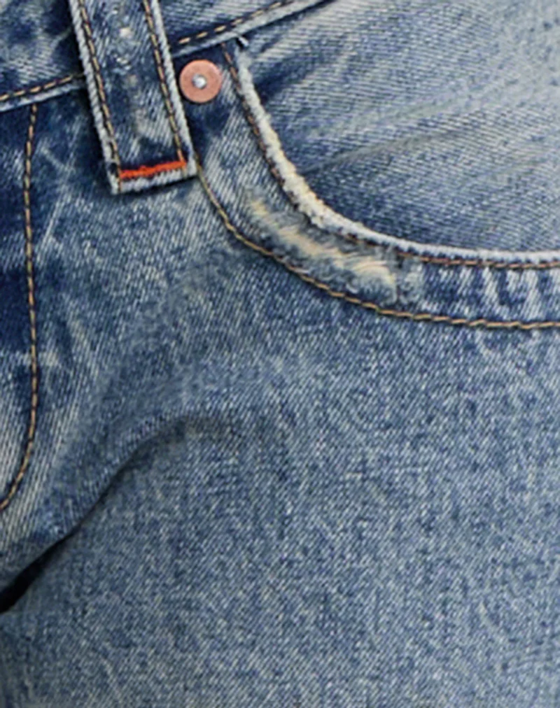 Low Rise Twisted Seam Ripped Jean in True Blue - Image 7