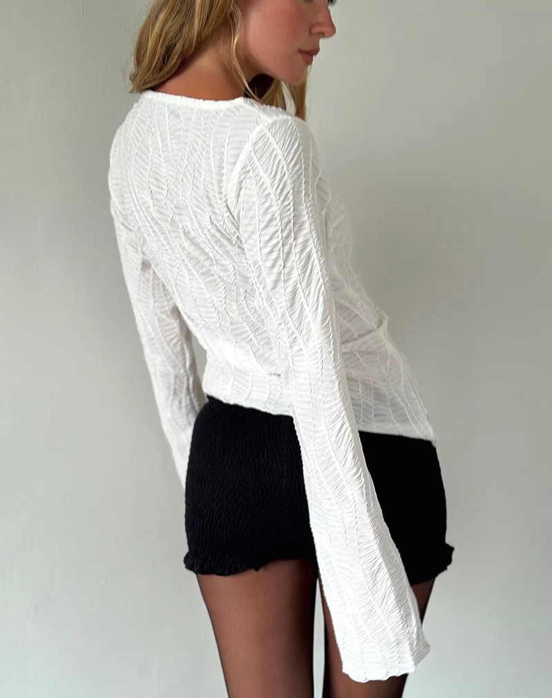 Lucca Ripple Top Jacquard White - Image 5