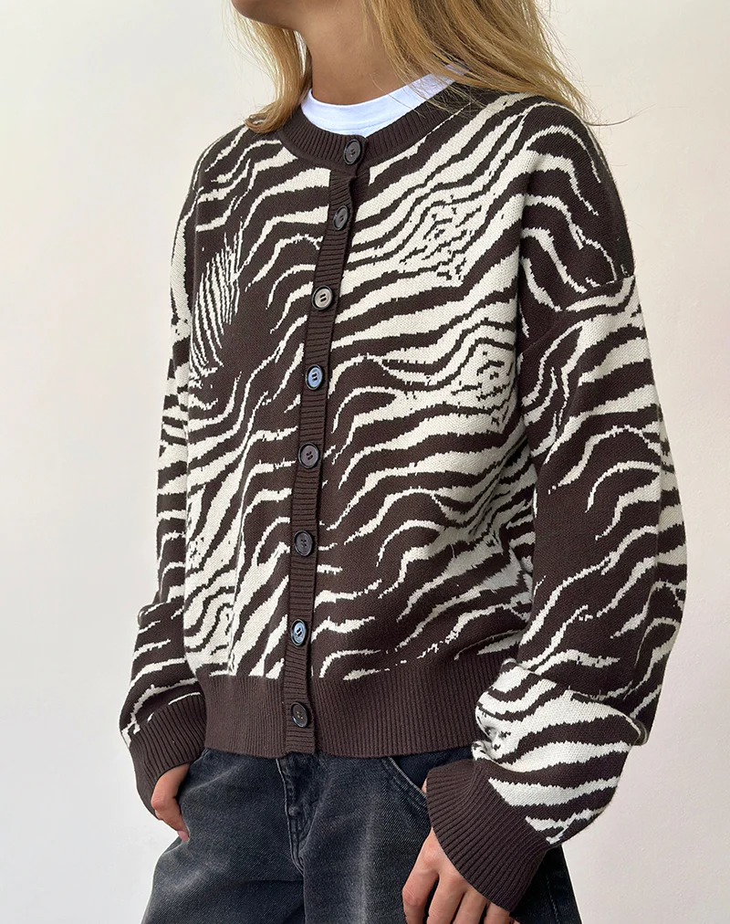 Luceta Knitted Cardigan in Wild Animal - Image 2