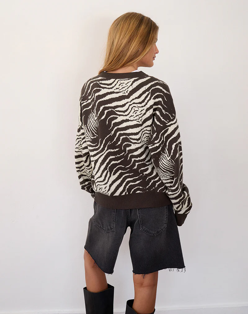 Luceta Knitted Cardigan in Wild Animal - Image 4