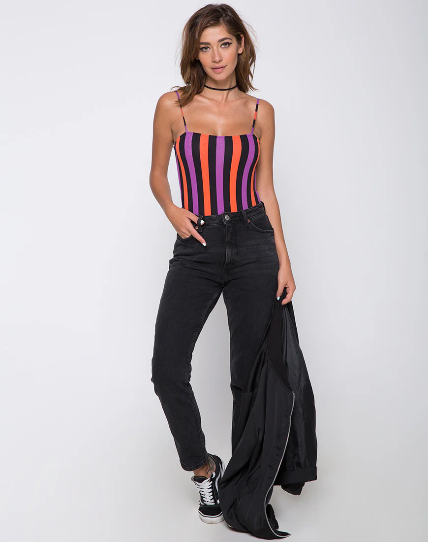 Lucia Bodice in Purple and Orange Stripe - Image 3