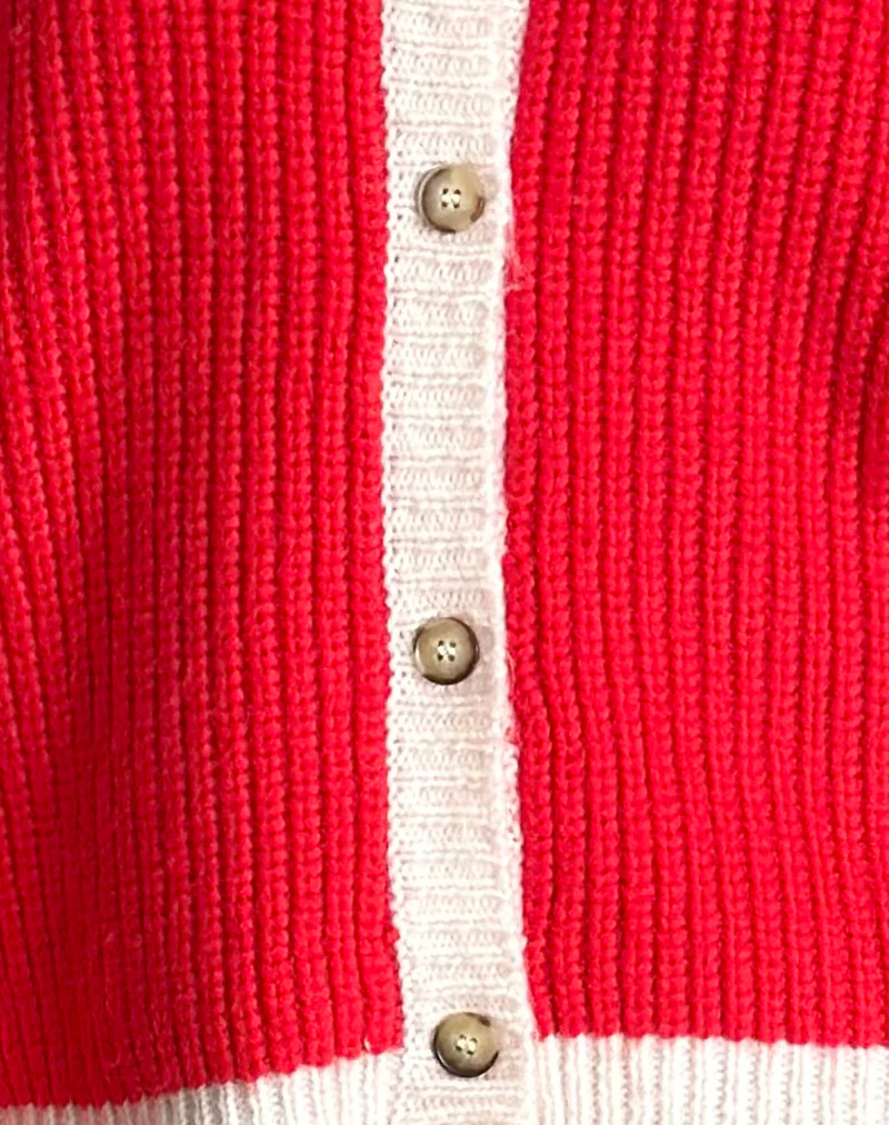 Luciana Contrast Cardigan in Red and Pink - Image 6
