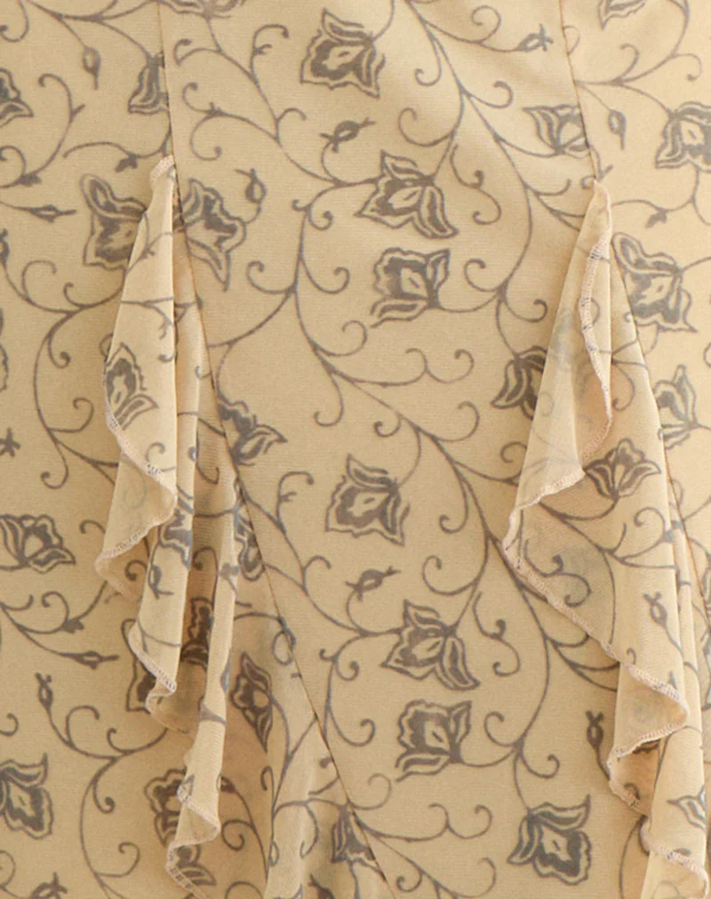 Luisa Midi Skirt in Winding Ivy Pale Yellow - Image 6