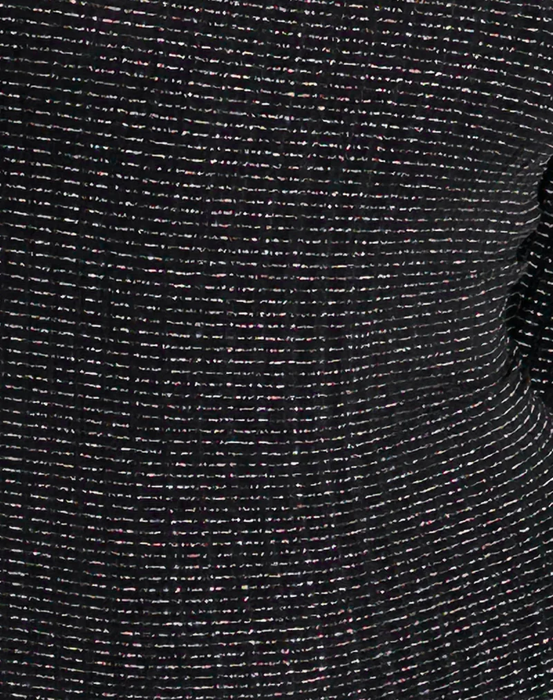 Lukia Long Sleeve Top in Metallic Stripe Jersey Black - Image 6