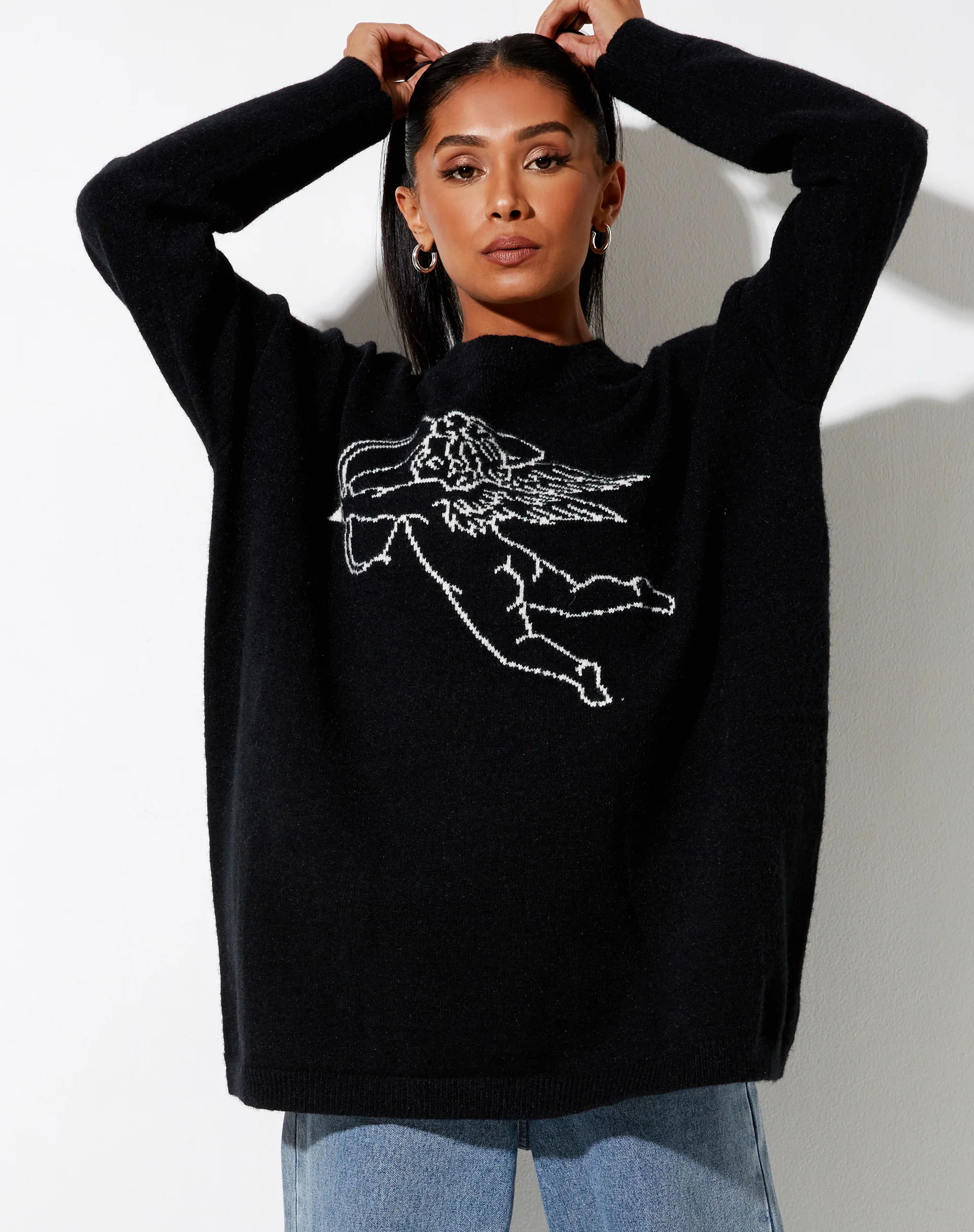 Lulees Jumper in Knit Black Cherub Ivory - Image 4