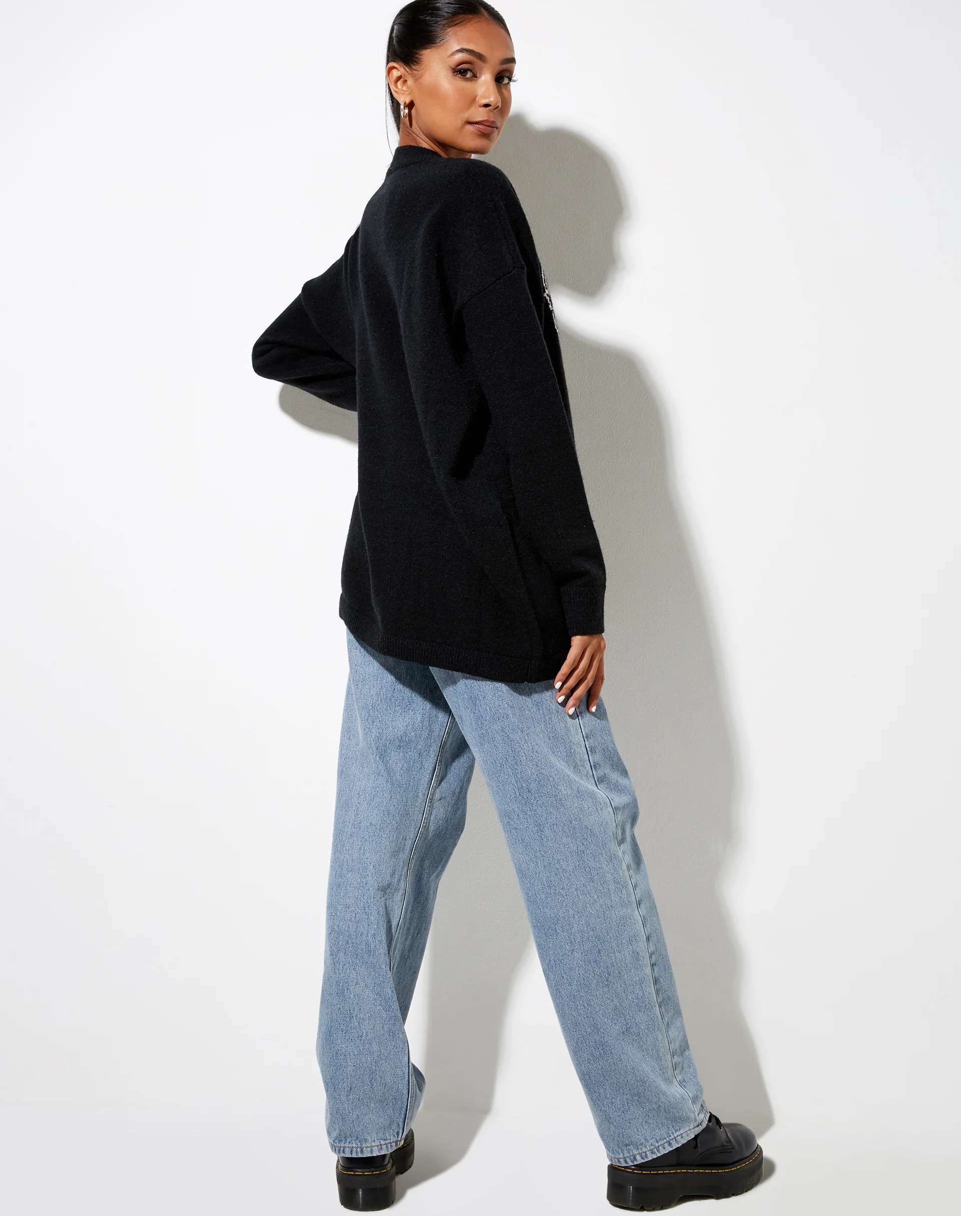 Lulees Jumper in Knit Black Cherub Ivory - Image 6