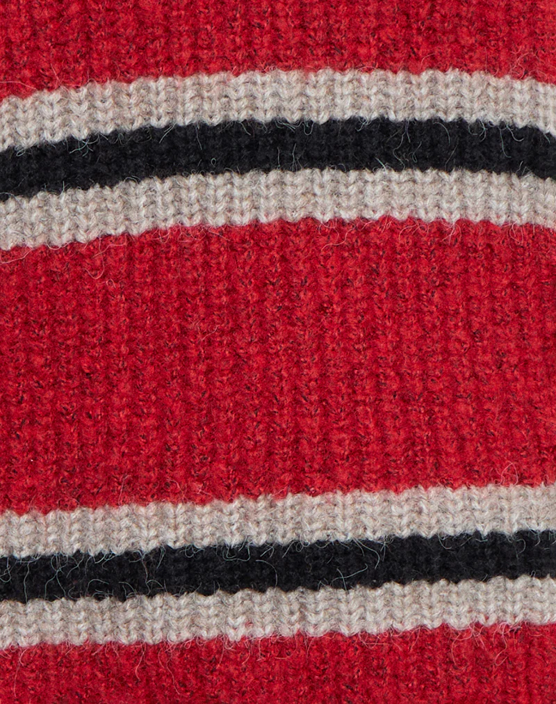 Lunet Knitted Jumper in Red and Black Stripe - Image 6