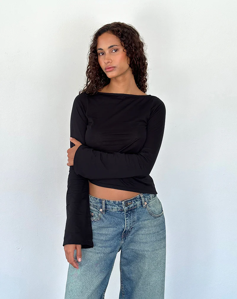Lunica Long Sleeve Top in Tissue Jersey Black - Image 5