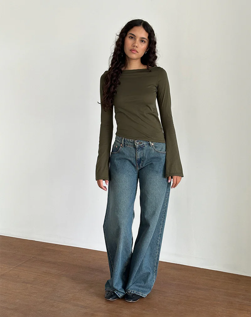 Lunica Top in Tissue Jersey Olive - Image 2
