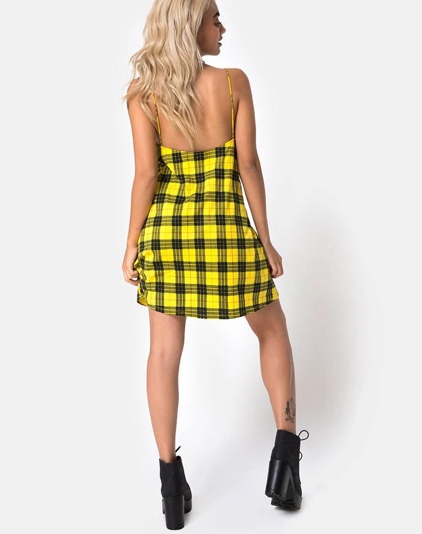 Lura Slip Dress in Winter Plaid Yellow - Image 6