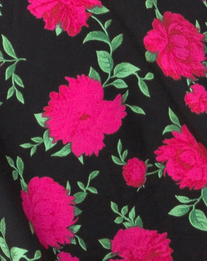 Lura Slip Dress in Valeria Rose Black and Red - Image 5