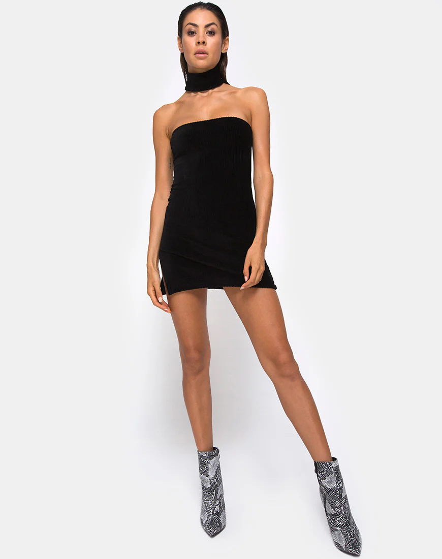 Luste Bodycon Dress in Rib Black - Image 3