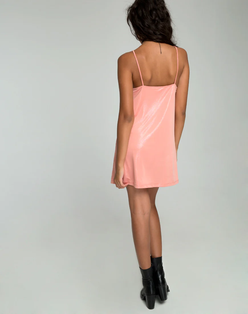 Lustre Slip Dress in Peach Blush Pearlescent Shimmer - Image 4