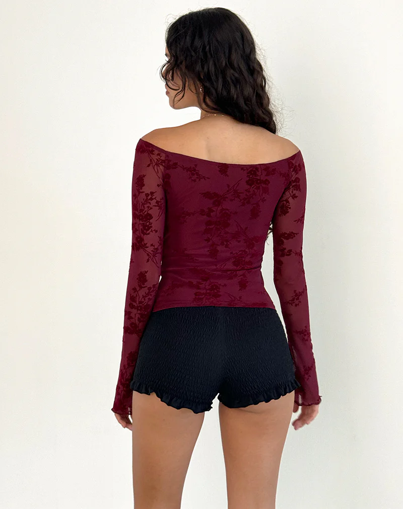Lutana Top in Botanical Flower Maroon - Image 3