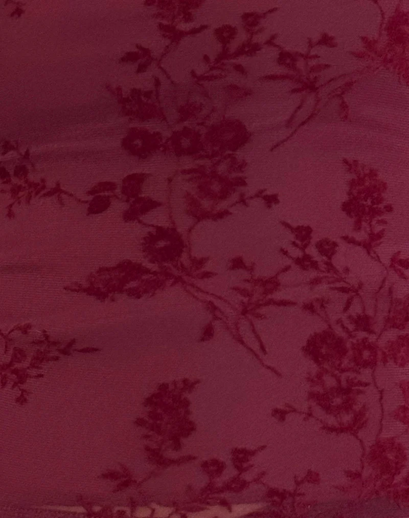 Lutana Top in Botanical Flower Maroon - Image 5