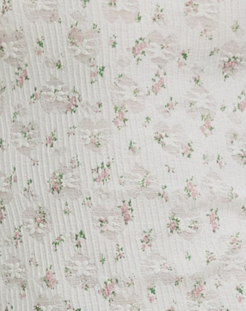 Luyu Short Sleeve Top in Floral Lace Ivory - Image 7