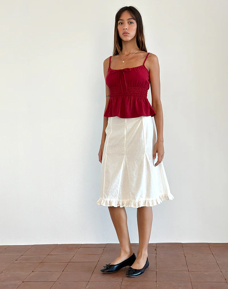 Lyncia Tie Front Cami Top in Adrenaline Red - Image 2