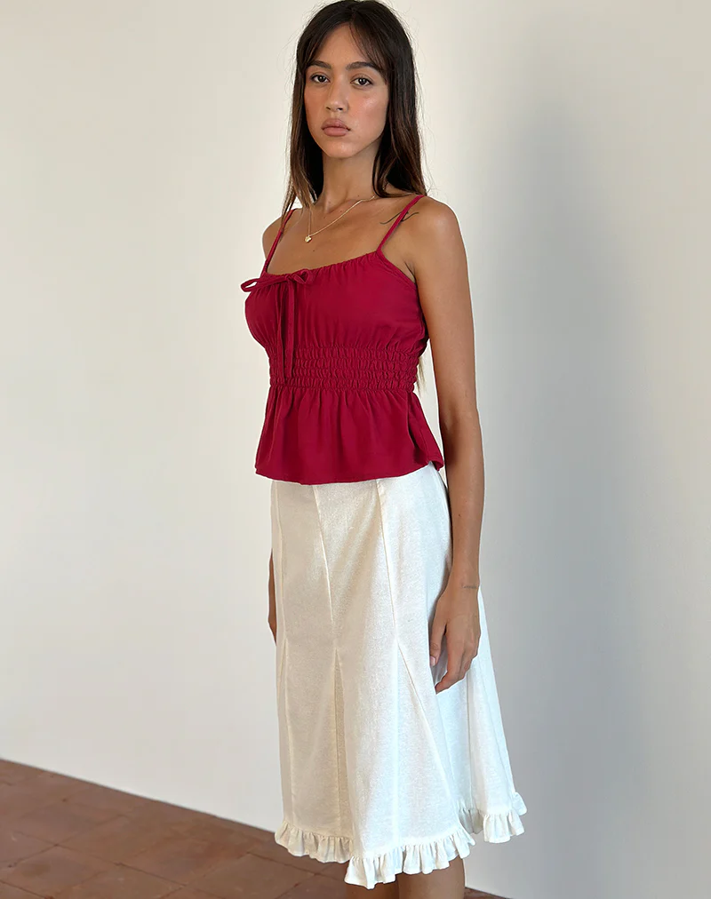 Lyncia Tie Front Cami Top in Adrenaline Red - Image 4