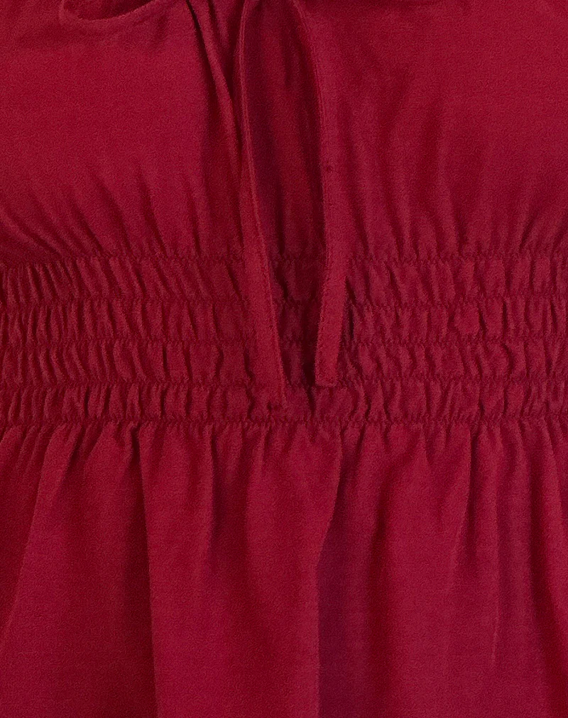 Lyncia Tie Front Cami Top in Adrenaline Red - Image 5