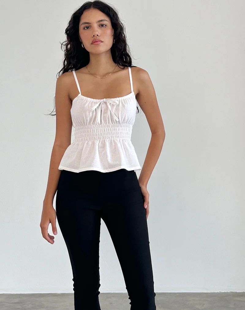 Lyncia Tie Front Cami Top in Off White - Image 3