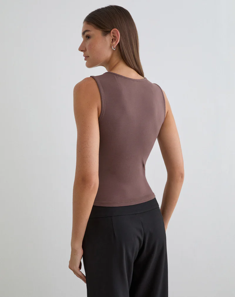 Lynod Plunge Top in Deep Taupe - Image 5