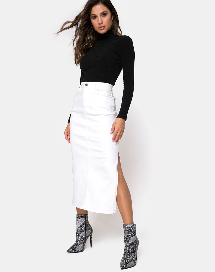 Lyra Midi Skirt in White - Image 3