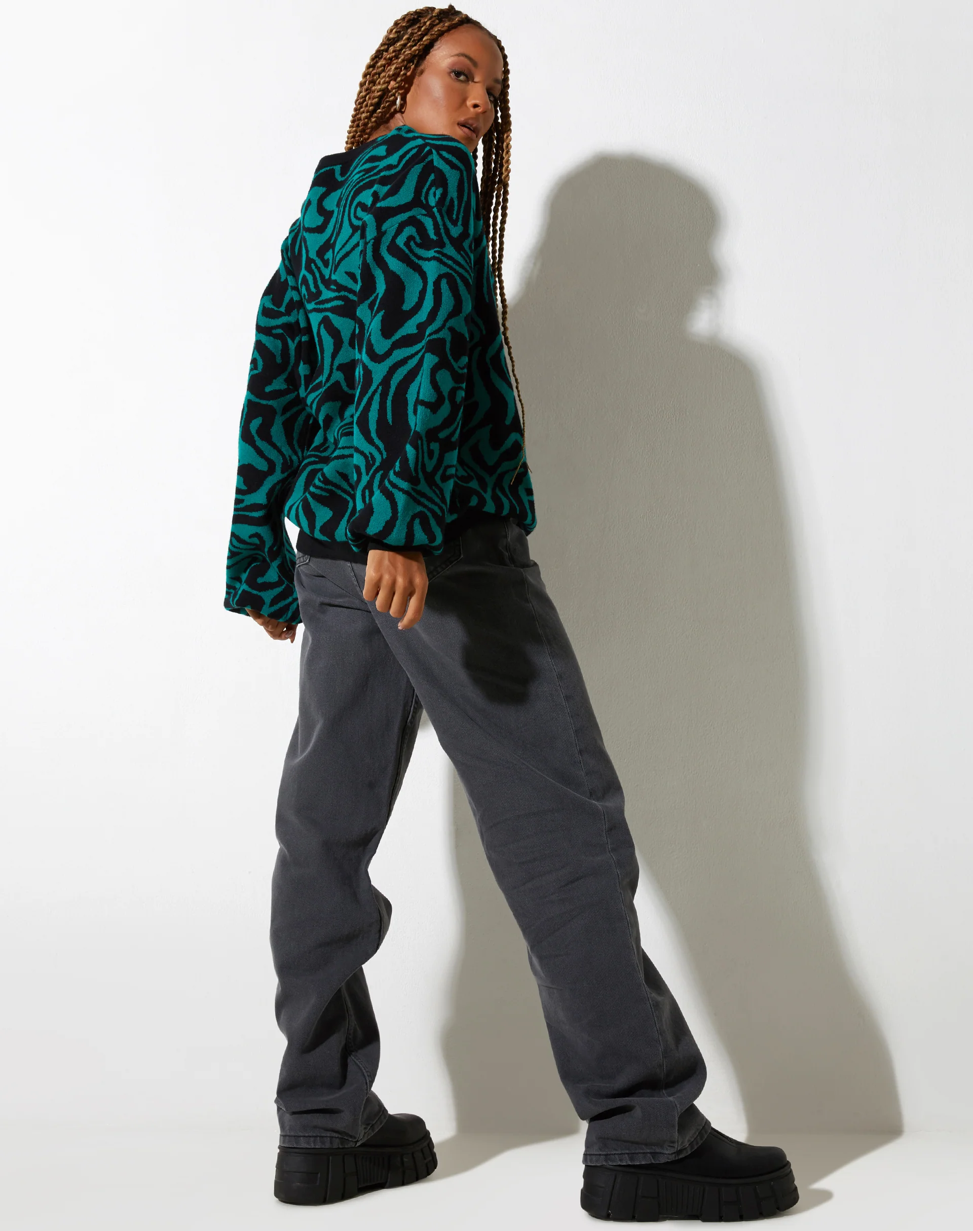 Mably Jumper in Jagged Swirl Green and Black - Image 5