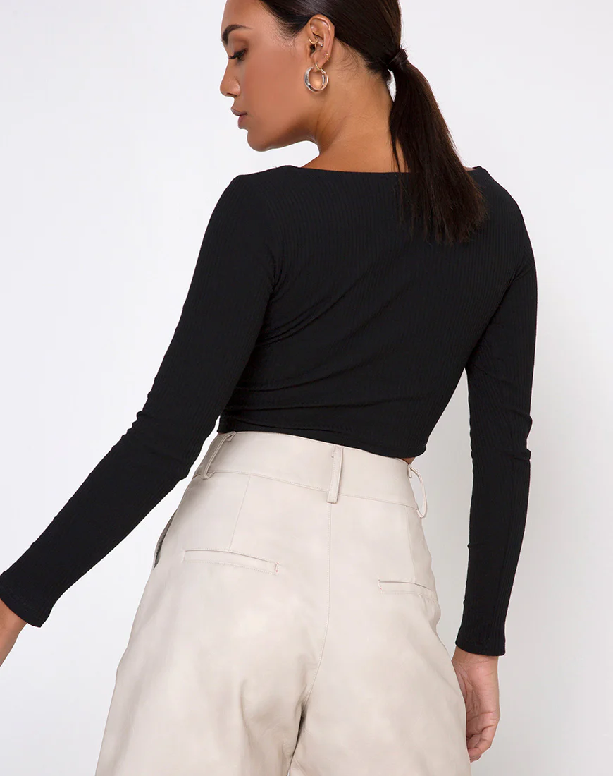 Maby Crop Top Rib Black - Image 2
