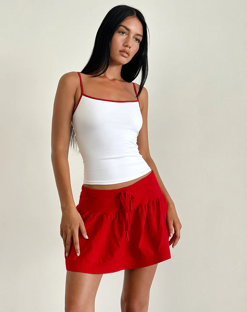 Maddy Mini Skirt in Red Knit - Image 2