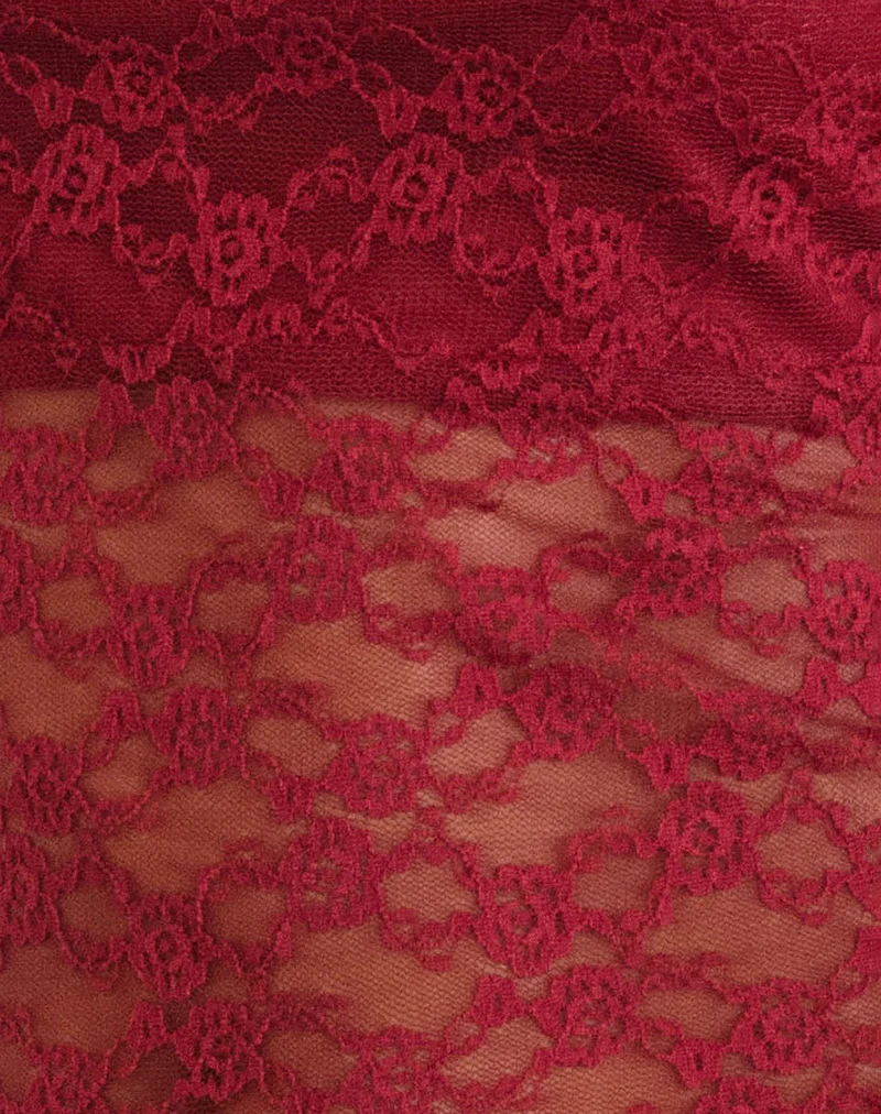 Maggha Halterneck Top in Mari Lace Red - Image 6