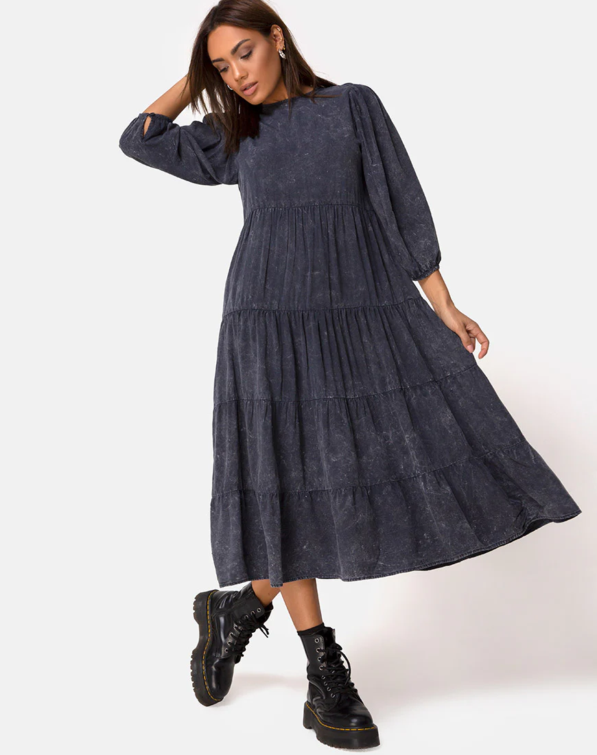 Magnolia Dress in Wash Out Black - Image 3
