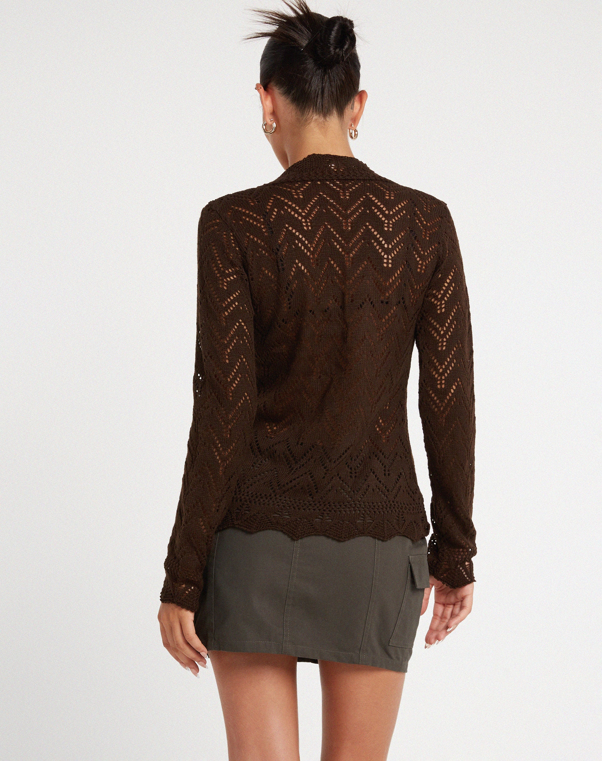 Mahina Cardi in Knitted Chocolate Brown - Image 2