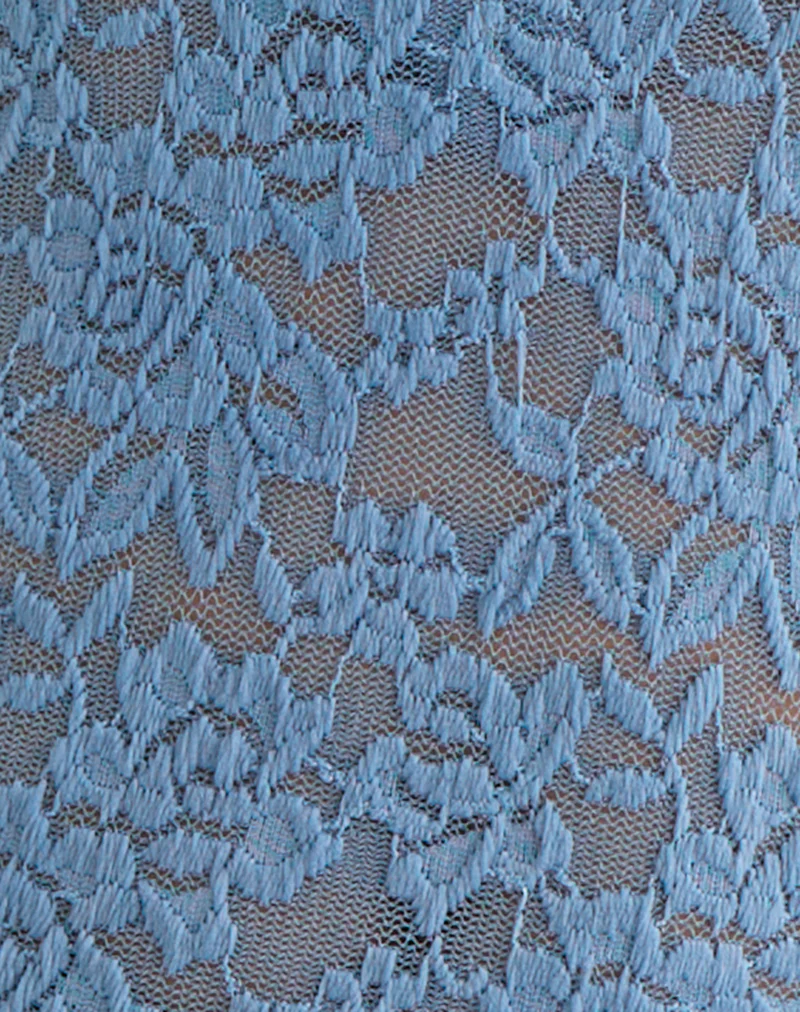 Mahota Deep Plunge Long Sleeve Top in Dark Blue Lace - Image 7