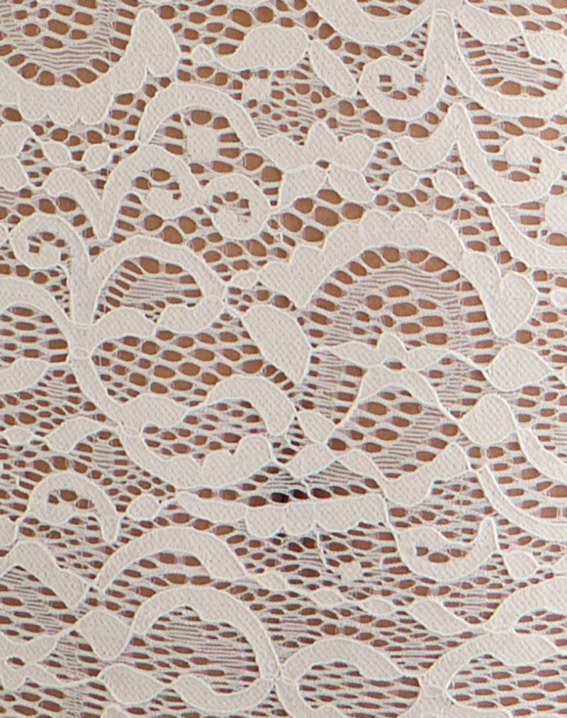 Mahota Deep Plunge Long Sleeve Top in Lace Ivory - Image 5