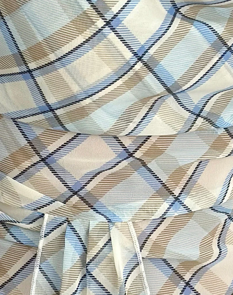Maida Top in Chiffon Vintage Blue Check - Image 6