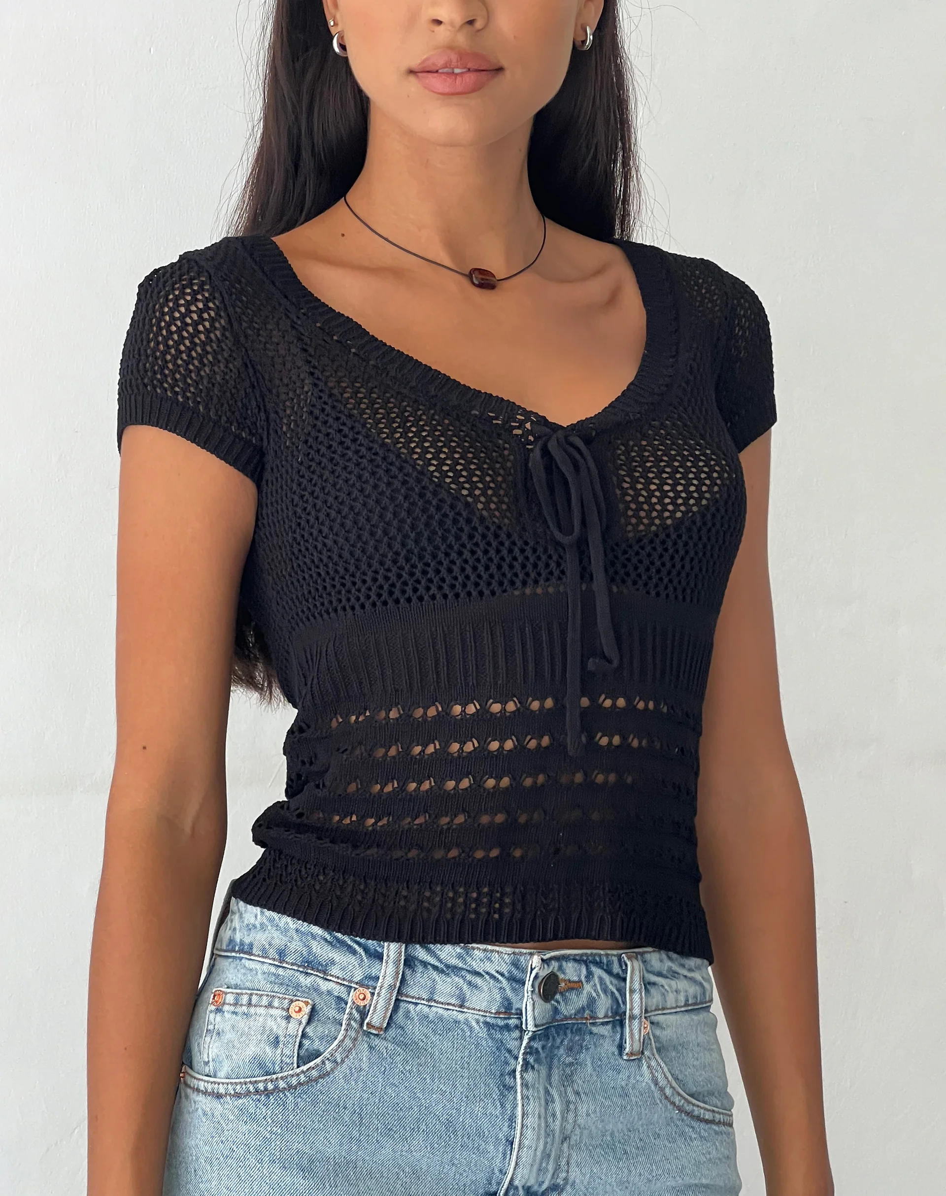 Maika Knitted Top in Black - Image 4
