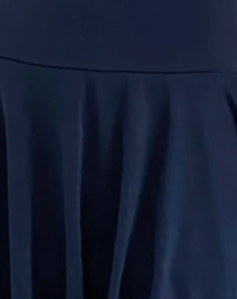 Maisha Open Back Bow Mini Dress in Slinky Navy - Image 5
