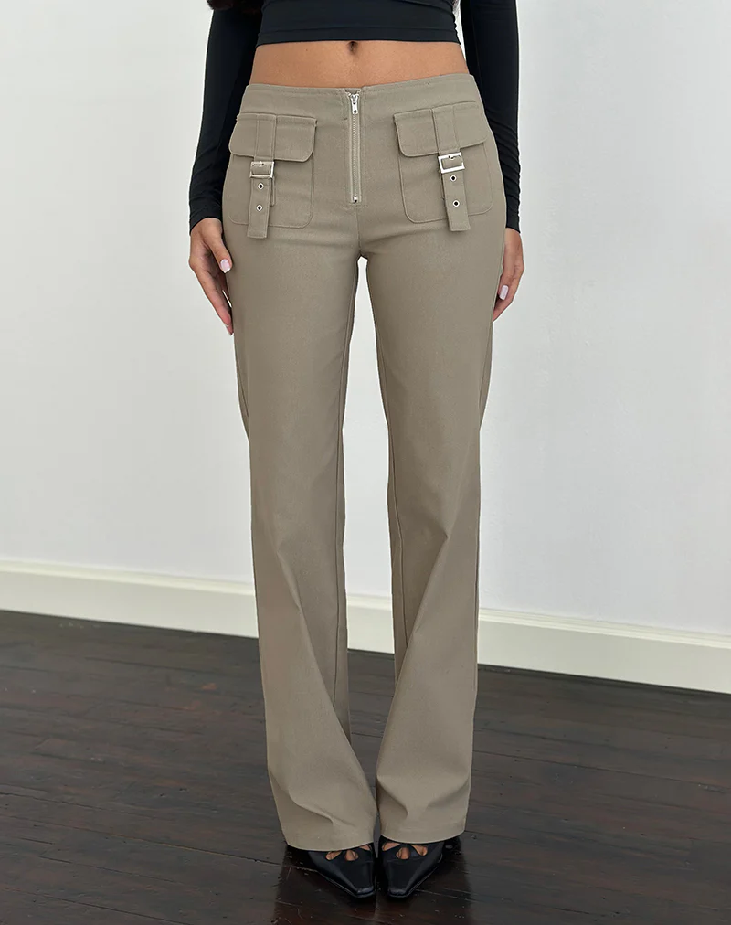 Maite Pocket Trouser in Tailoring Taupe - Image 2
