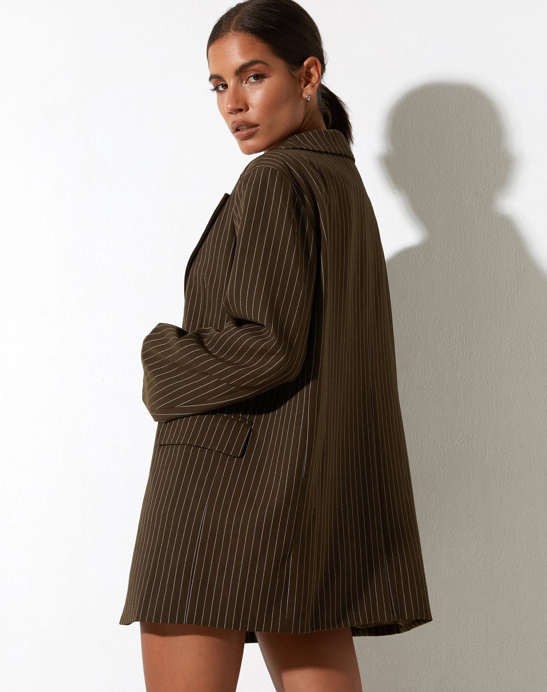 Maiwa Blazer in Pinstripe Brown - Image 3