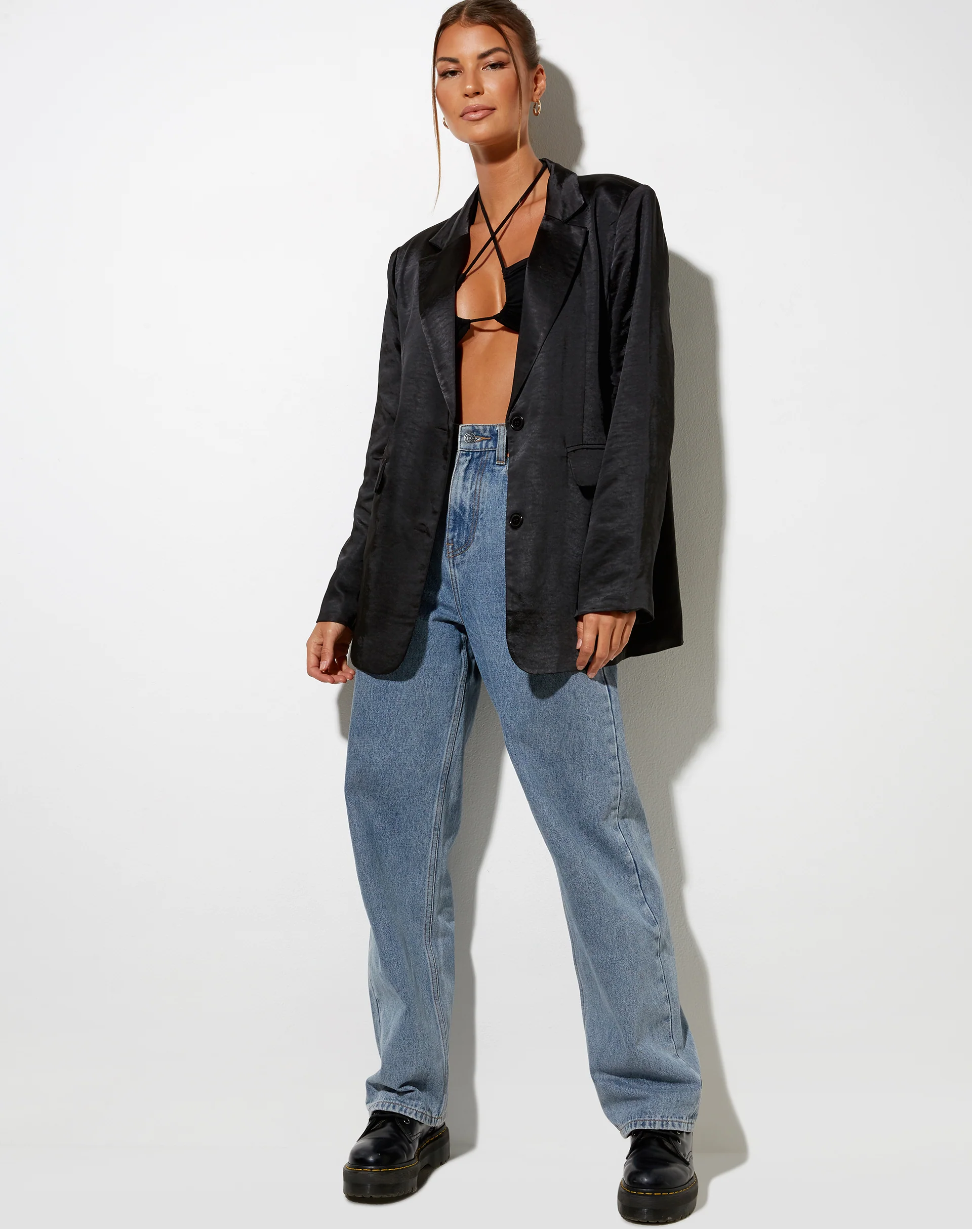 Maiwa Blazer in Satin Black - Image 4