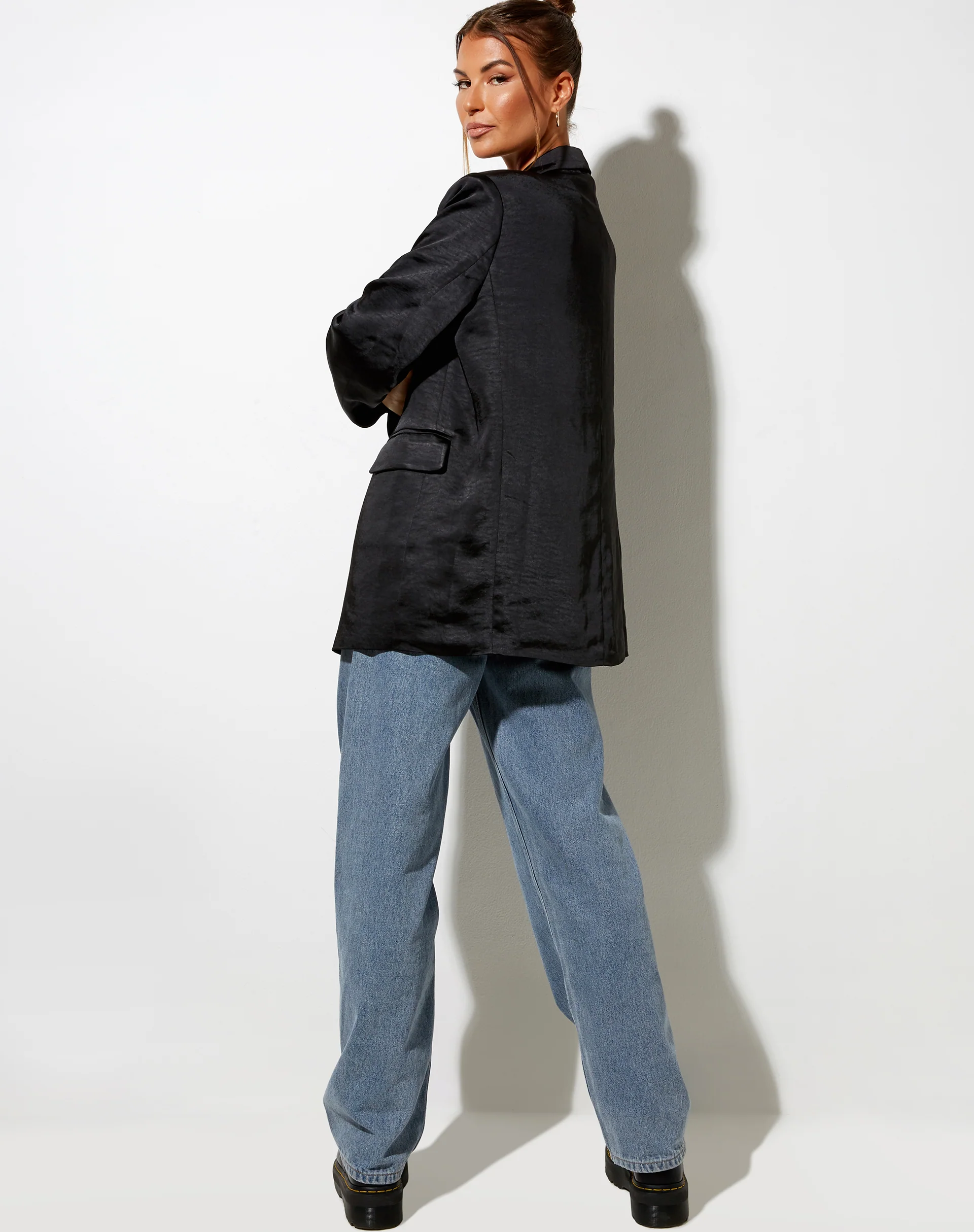 Maiwa Blazer in Satin Black - Image 5