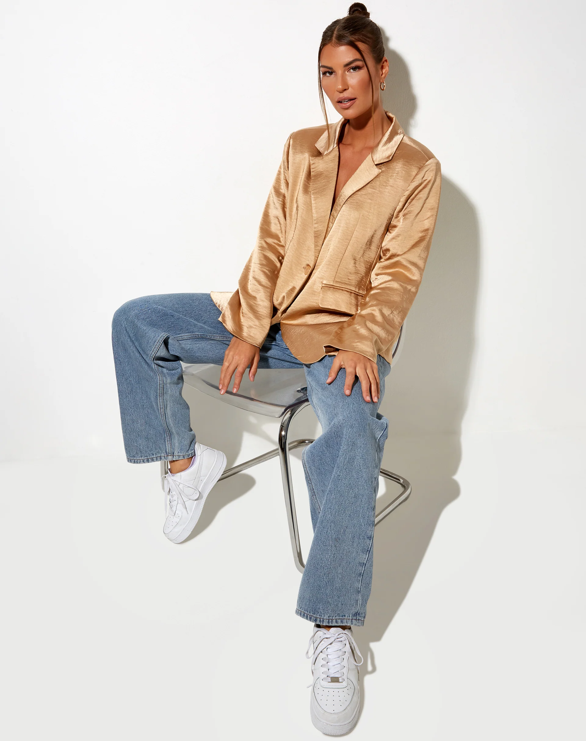 Maiwa Blazer in Satin Golden Sand - Image 4