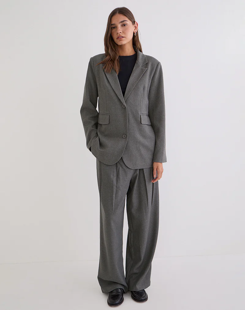 Maiwa Textured Tailoring Blazer in Charcoal - Image 2