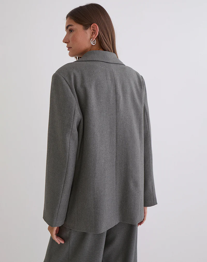 Maiwa Textured Tailoring Blazer in Charcoal - Image 3