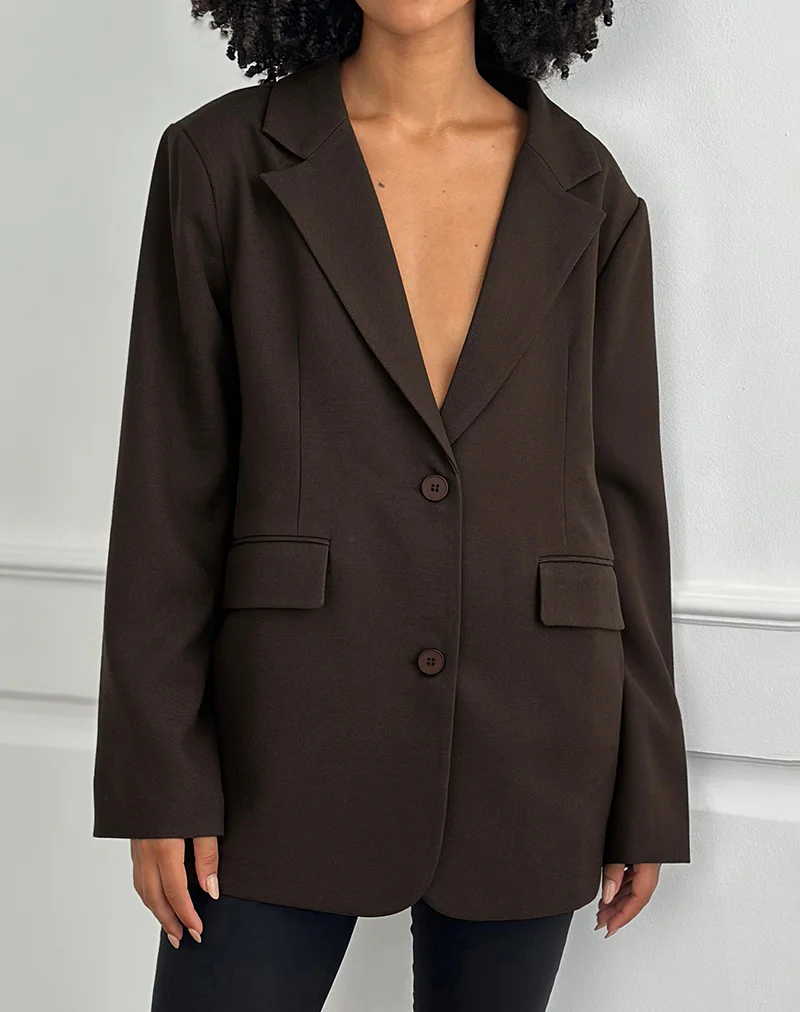 Maiwa Textured Tailoring Blazer in Brown - Image 4