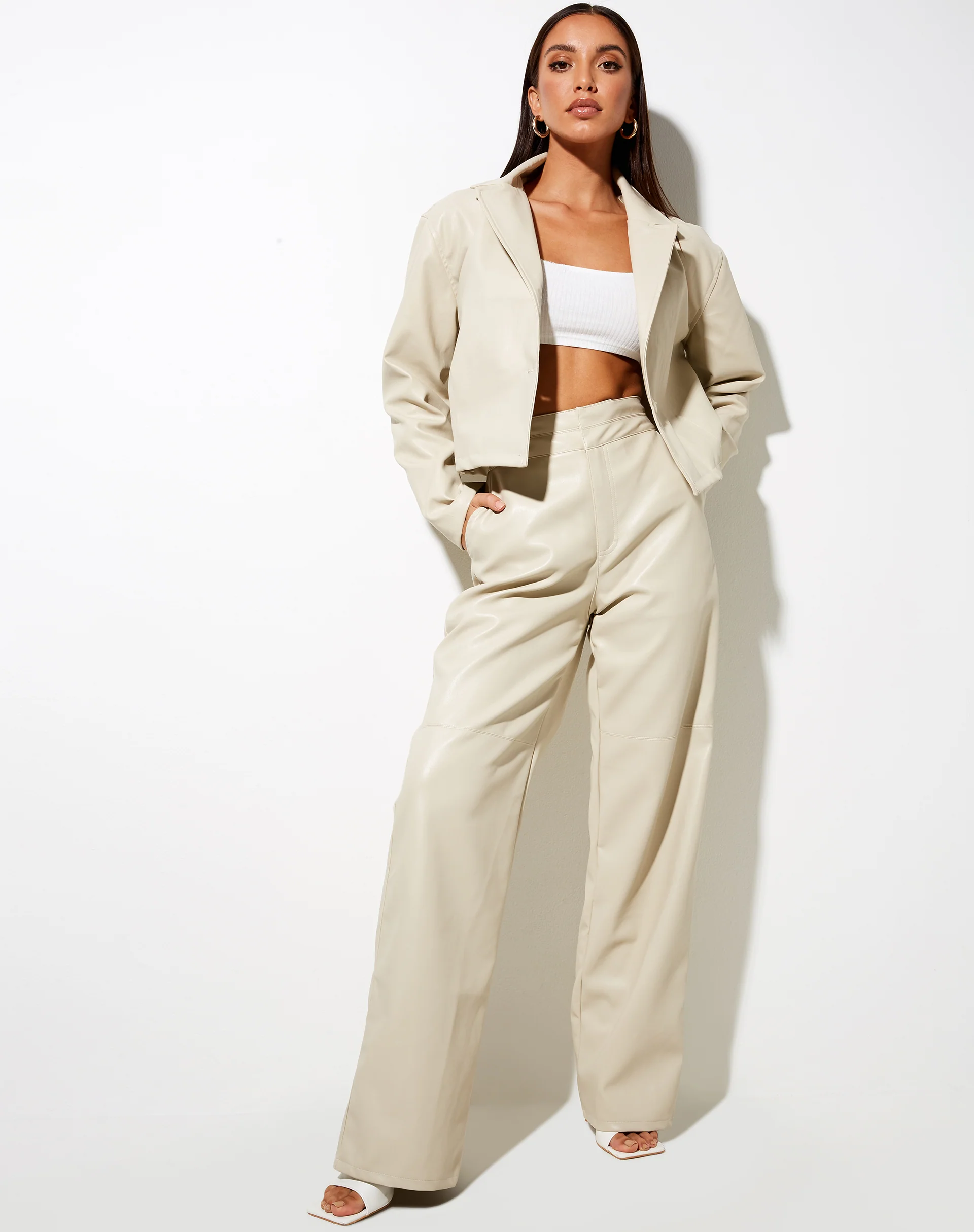 Maja Cropped Blazer in Pu Ecru - Image 2