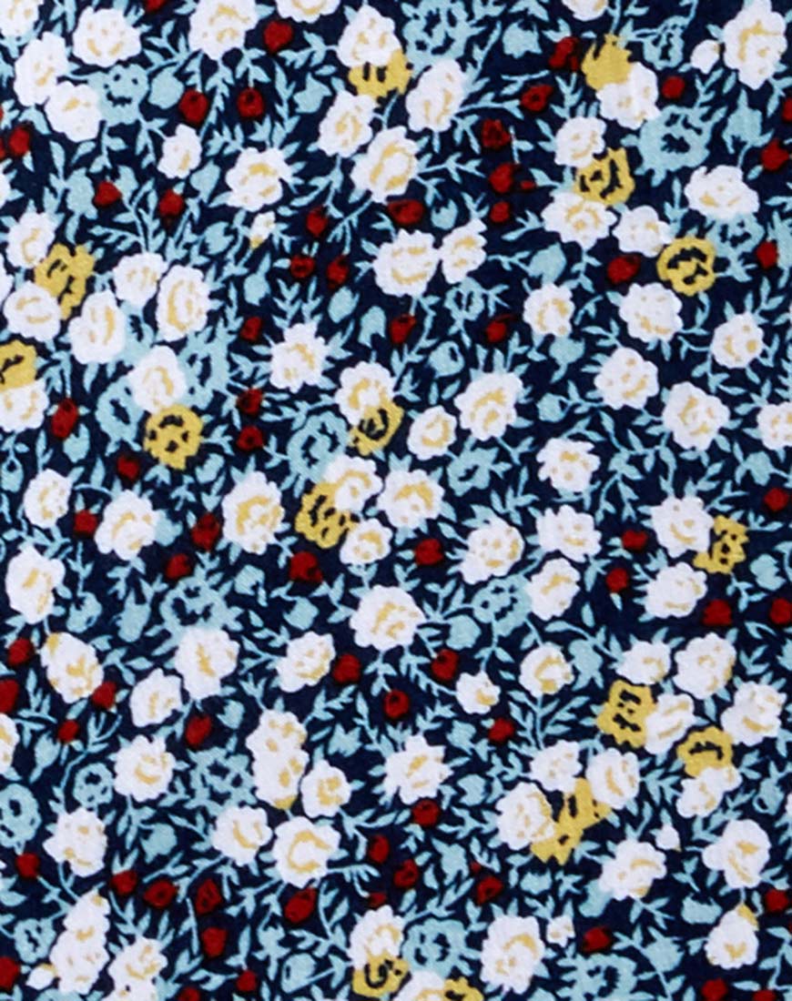 Mala Slip Dress in Floral Field Navy - Image 6
