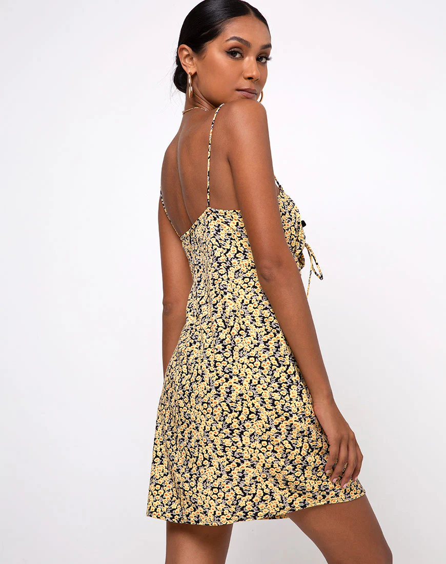 Mala Slip Dress in Mini Bloom Yellow - Image 2