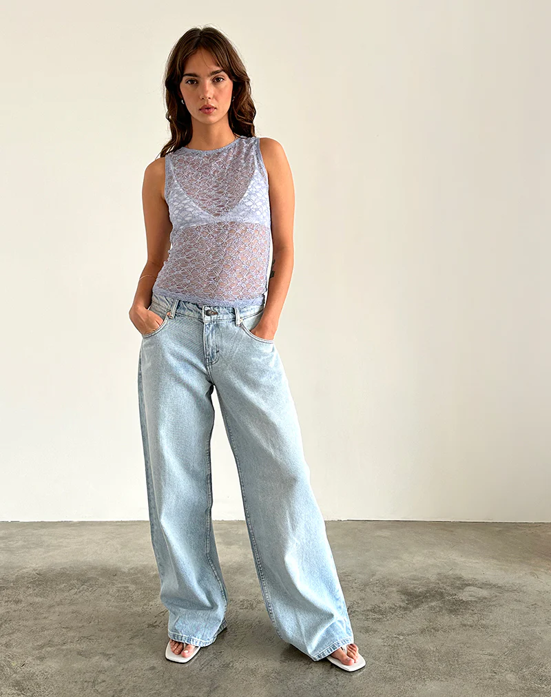 Malachi Vest Top in Light Blue Lace - Image 4